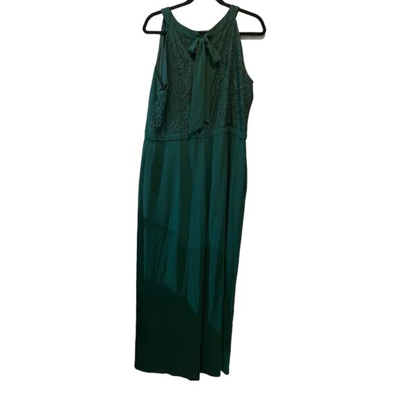 Gal Meets Glam Alina Jumpsuit Hunter Green Lace Back Detail size 16 - Picture 2 of 13